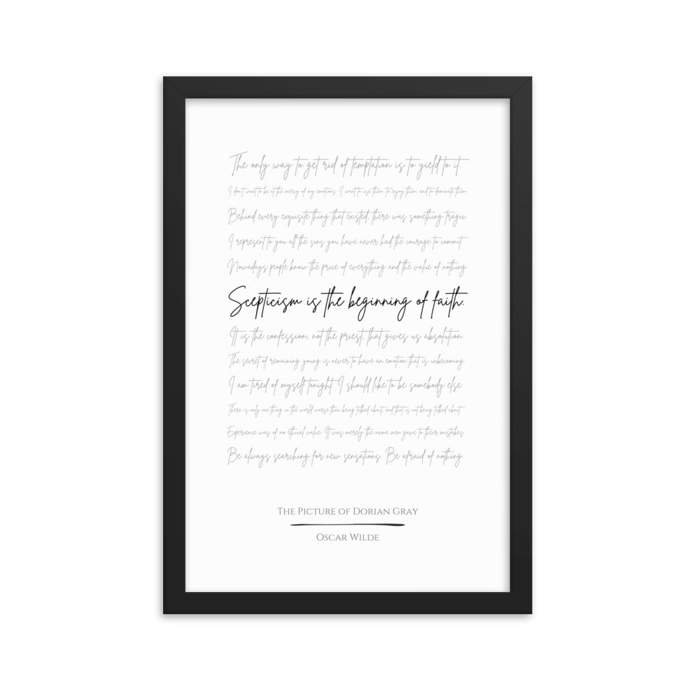 The Picture of Dorian Gray Literary Quote Framed Poster