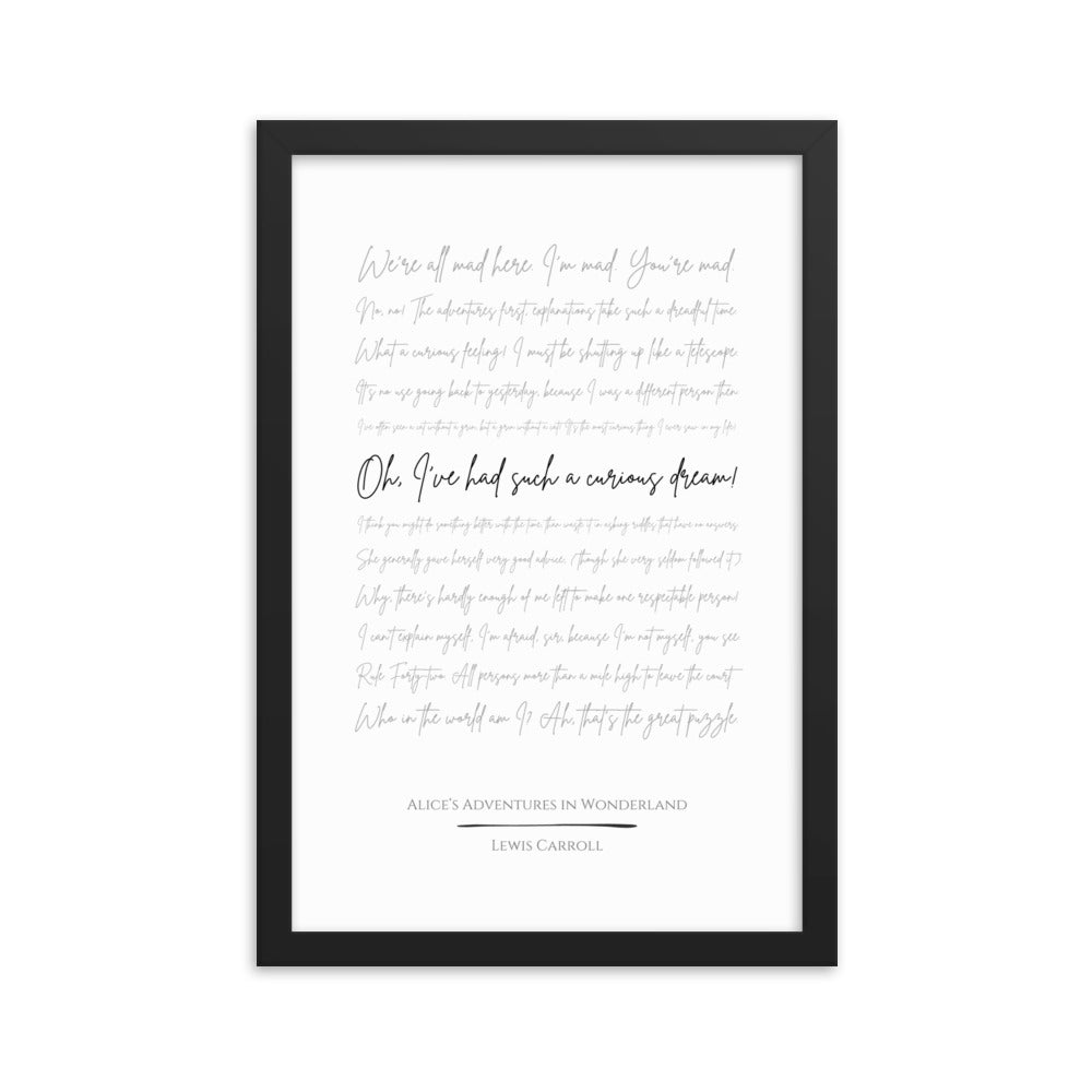 Alice in Wonderland Literary Quote Framed Poster
