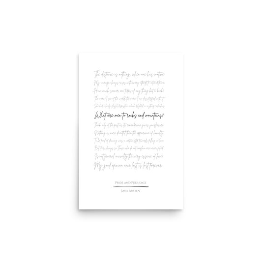 Pride and Prejudice Literary Quote Poster