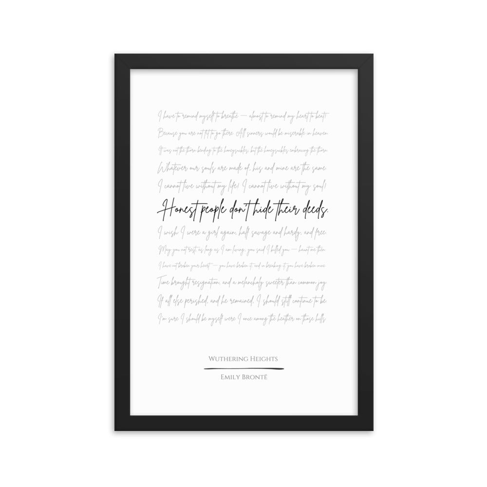 Wuthering Heights Literary Quote Framed Poster