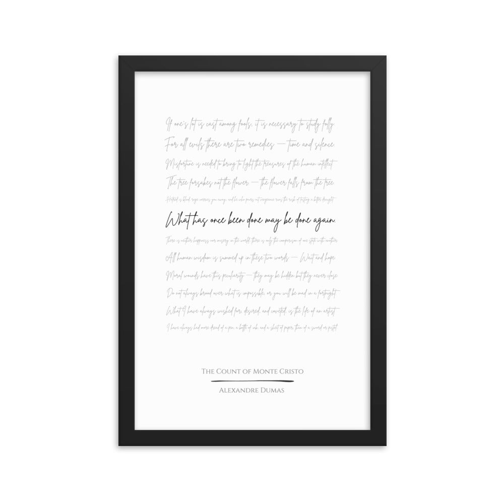 The Count of Monte Cristo Literary Quote Framed Poster