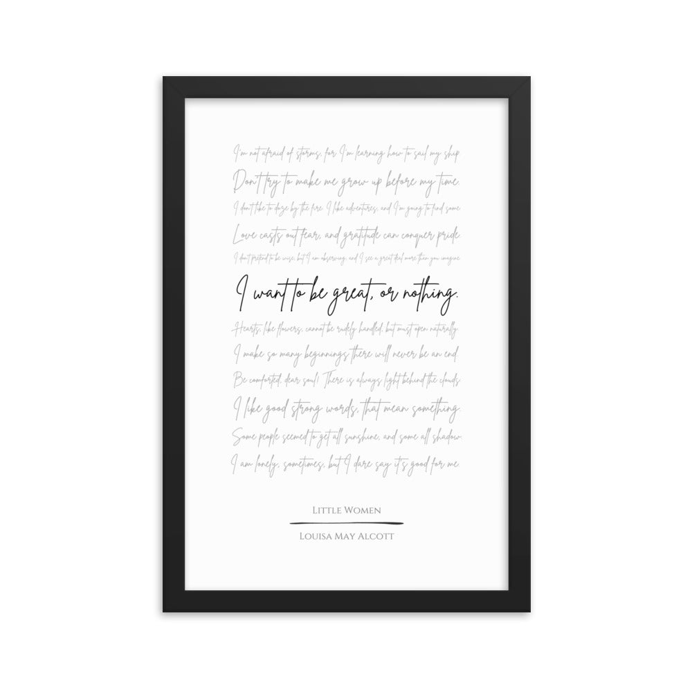 Little Women Literary Quote Framed Poster