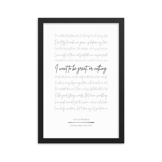 Little Women Literary Quote Framed Poster