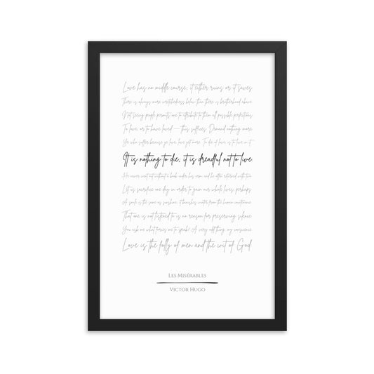 Les Misérables Literary Quote Framed Poster