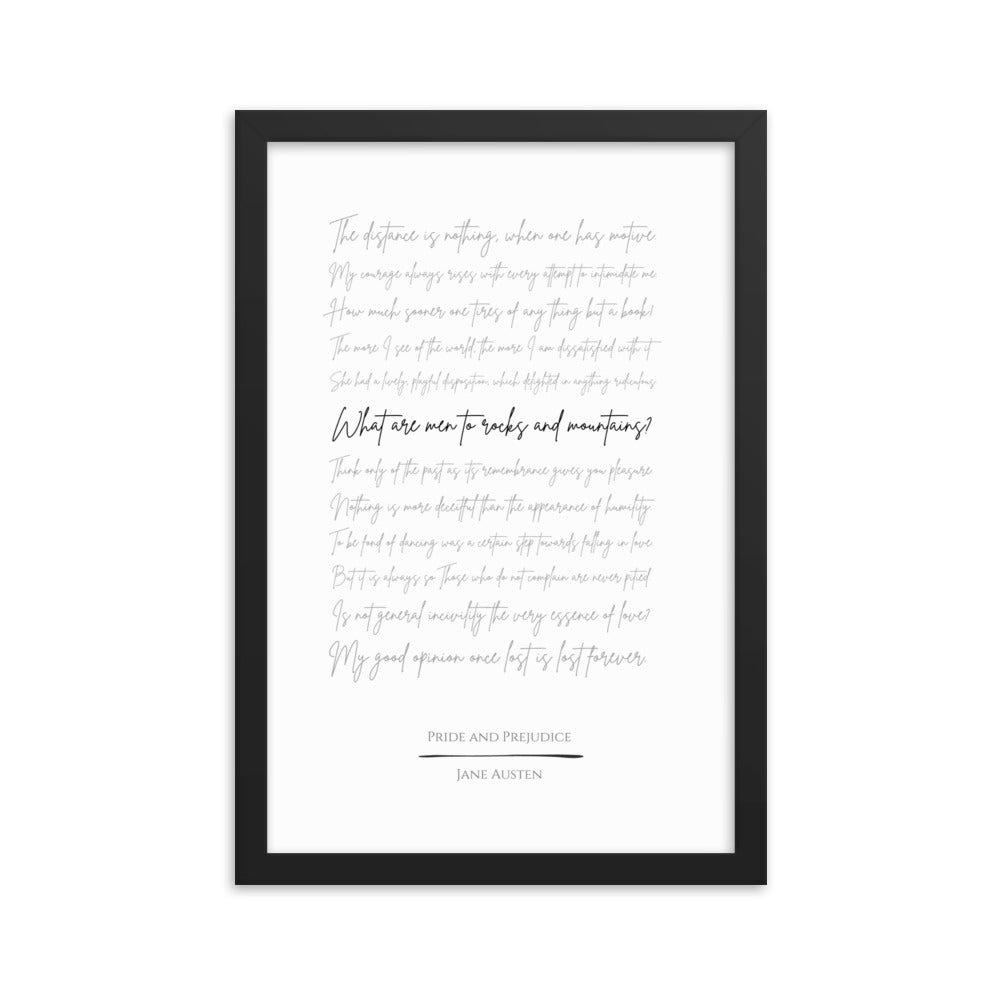 Pride and Prejudice Literary Quote Framed Poster