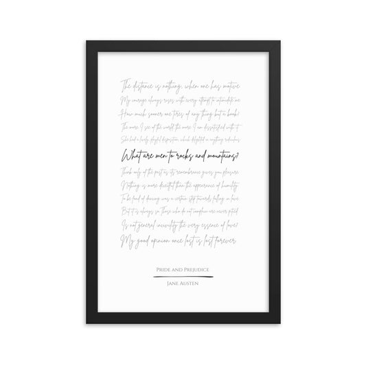 Pride and Prejudice Literary Quote Framed Poster