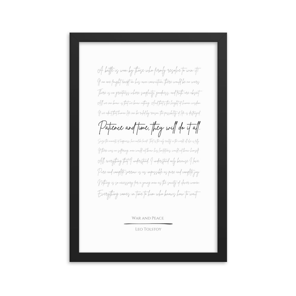 War and Peace Literary Quote Framed Poster