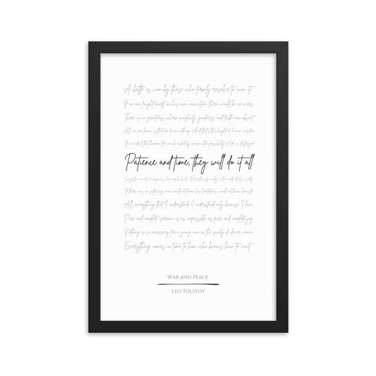 War and Peace Literary Quote Framed Poster