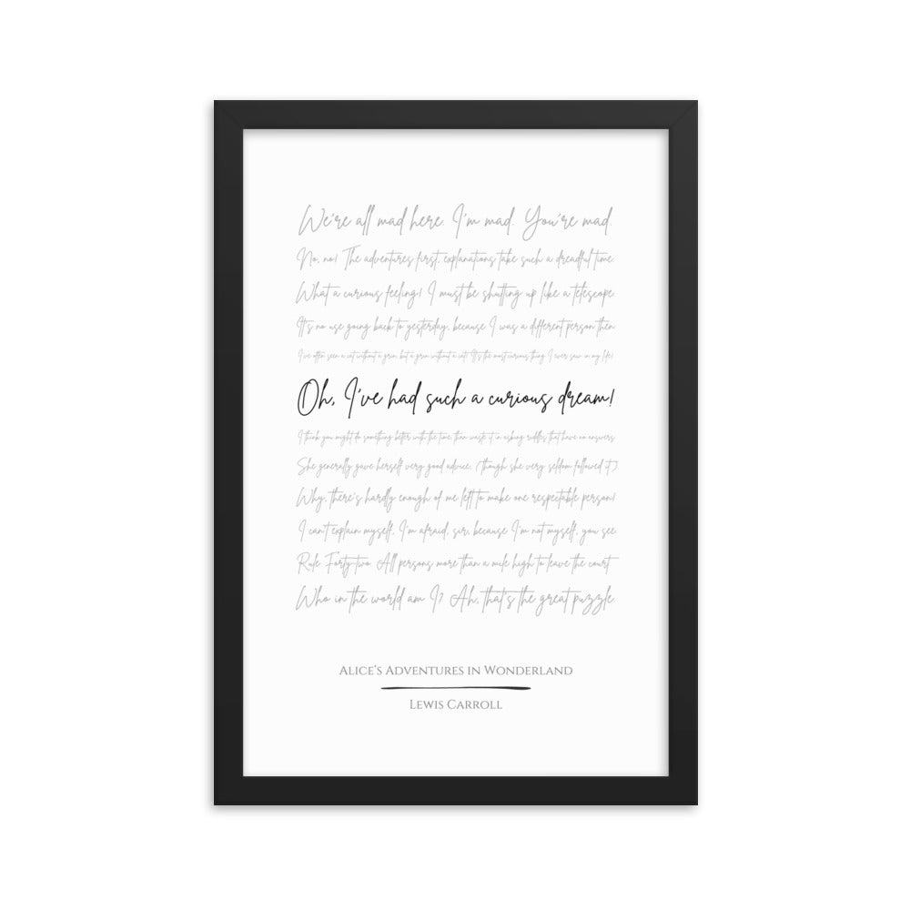 Alice in Wonderland Literary Quote Framed Poster