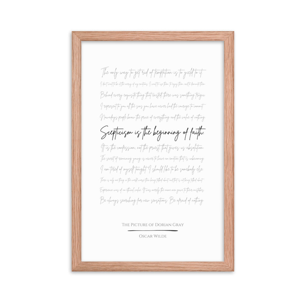 The Picture of Dorian Gray Literary Quote Framed Poster