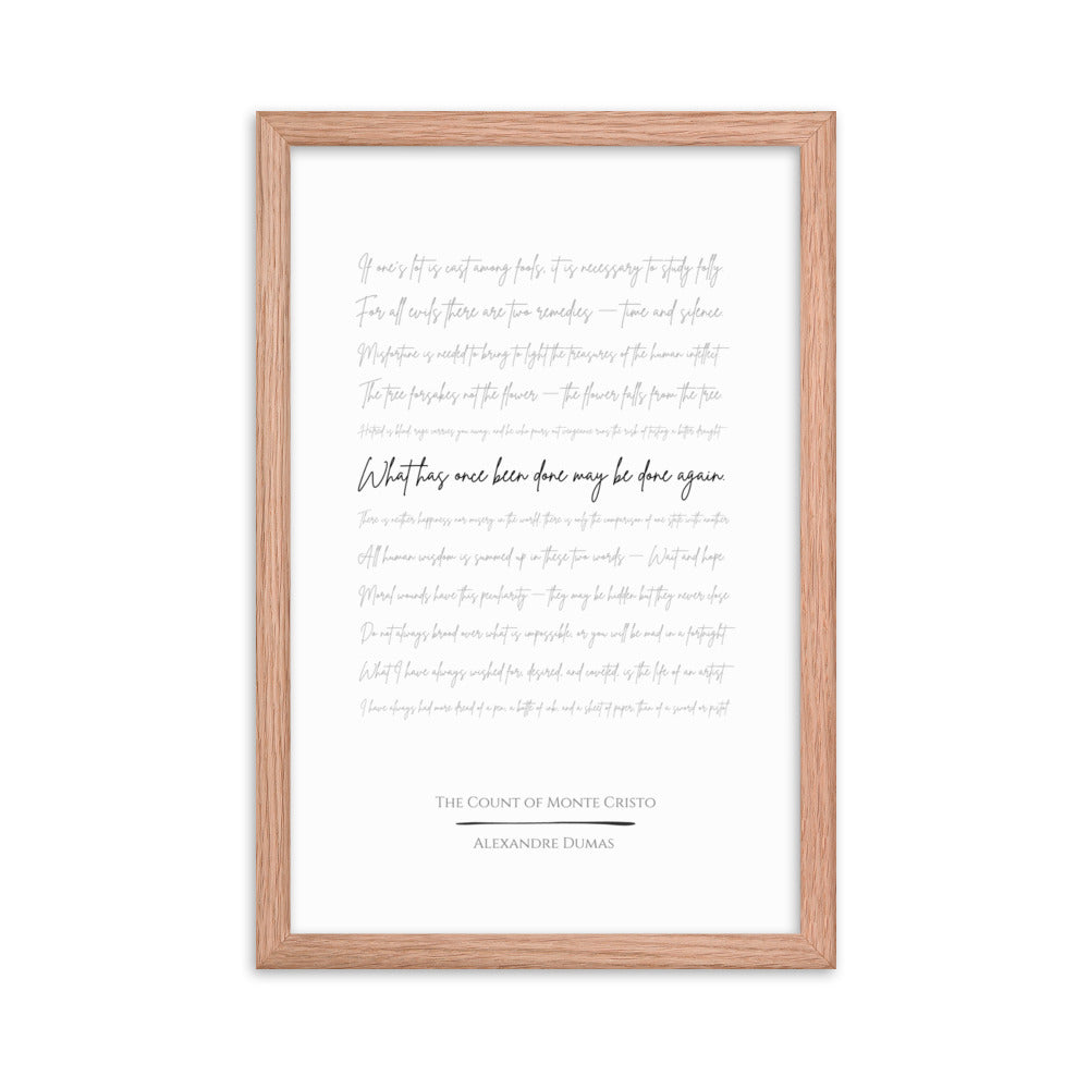 The Count of Monte Cristo Literary Quote Framed Poster