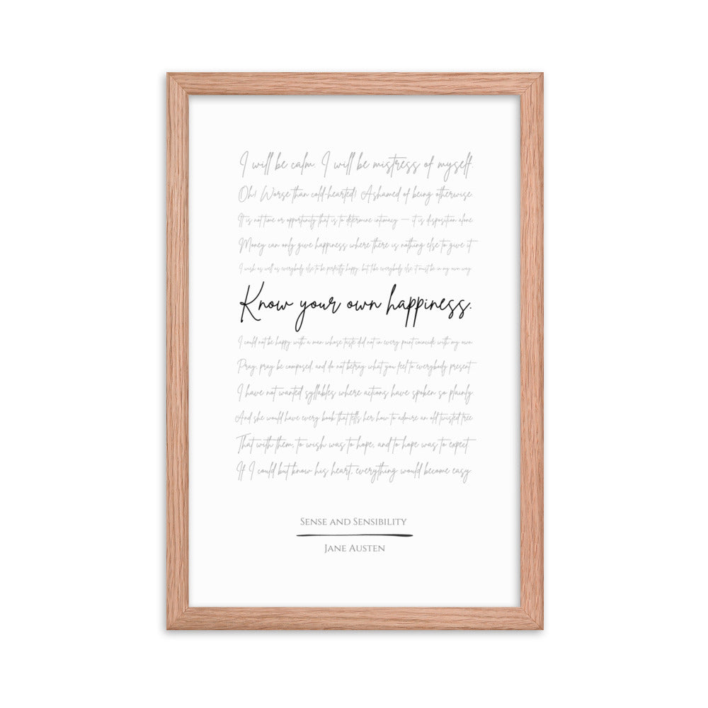 Sense and Sensibility Literary Quote Framed Poster