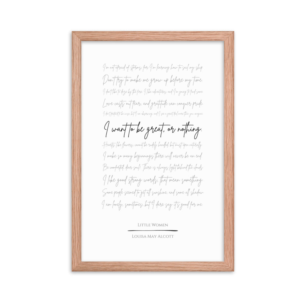 Little Women Literary Quote Framed Poster