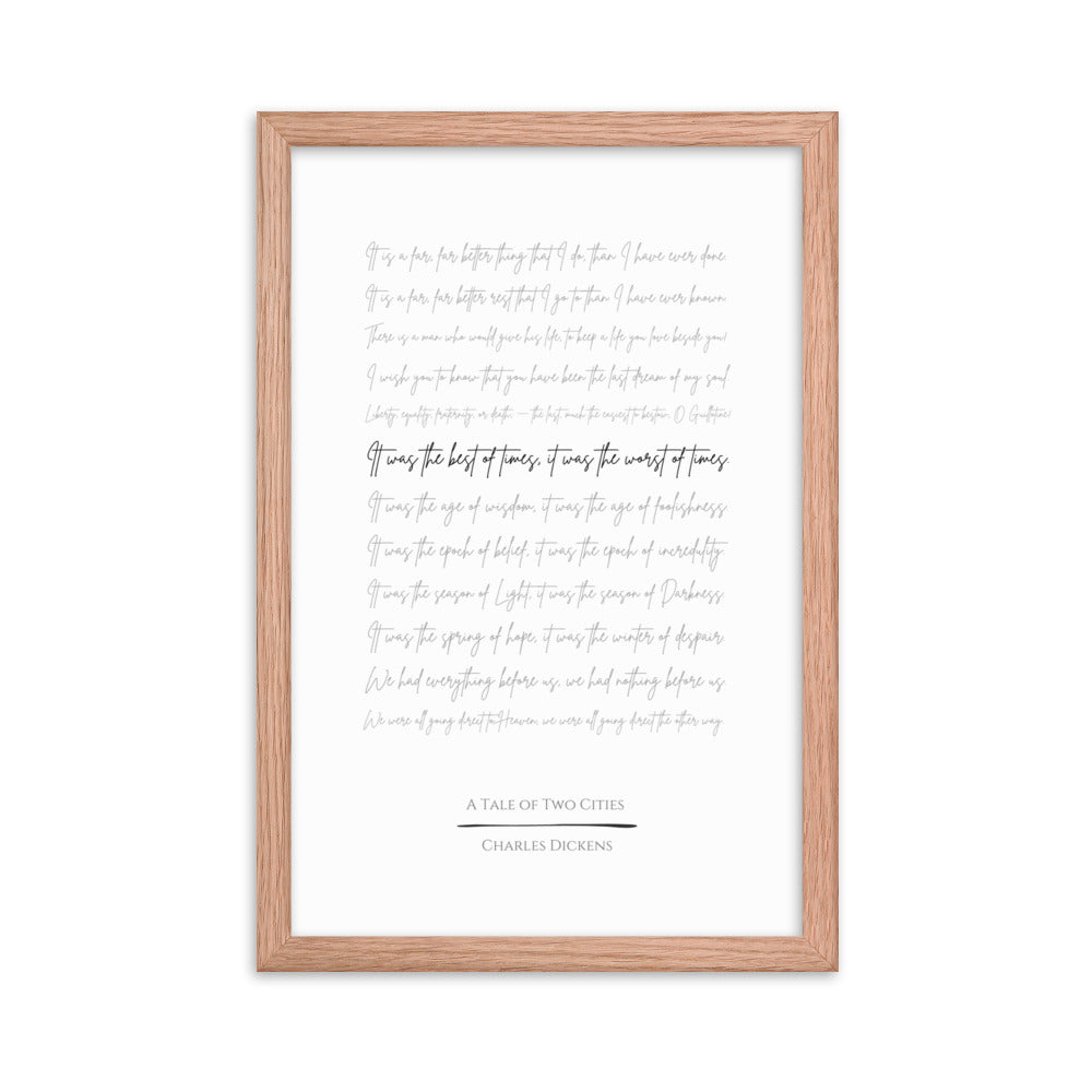 A Tale of Two Cities Literary Quote Framed Poster