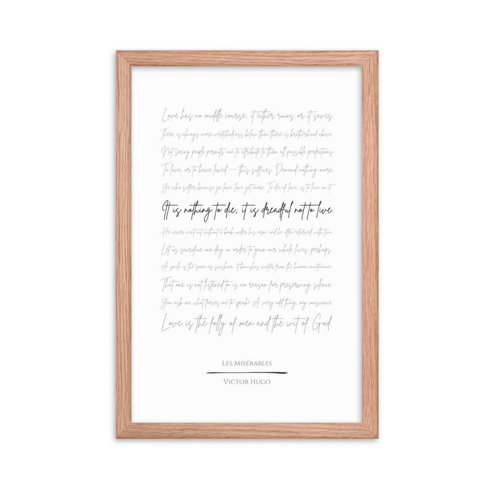 Les Misérables Literary Quote Framed Poster