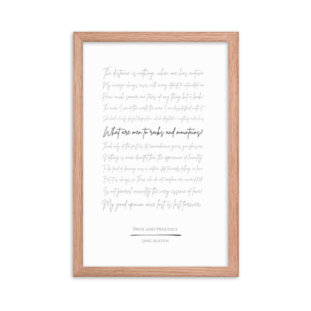 Pride and Prejudice Literary Quote Framed Poster