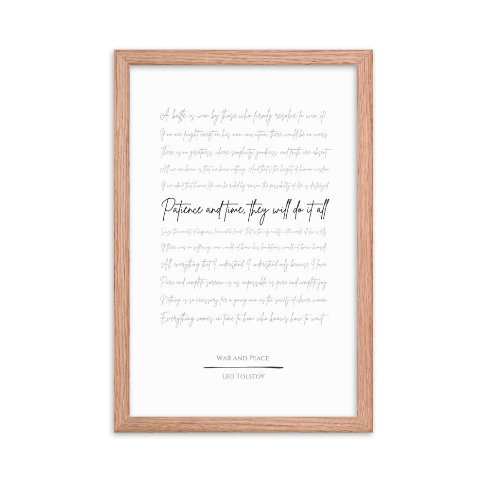 War and Peace Literary Quote Framed Poster