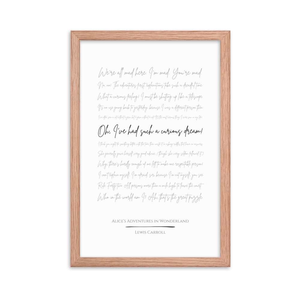 Alice in Wonderland Literary Quote Framed Poster