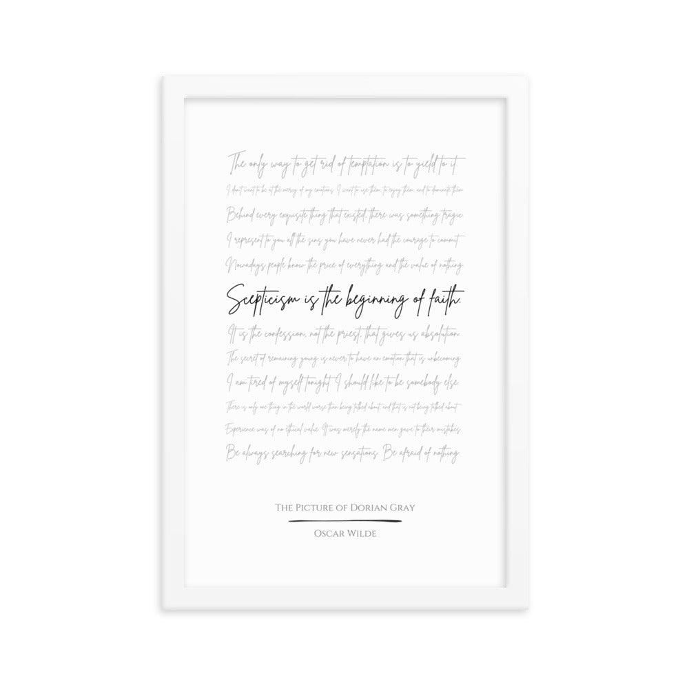 The Picture of Dorian Gray Literary Quote Framed Poster