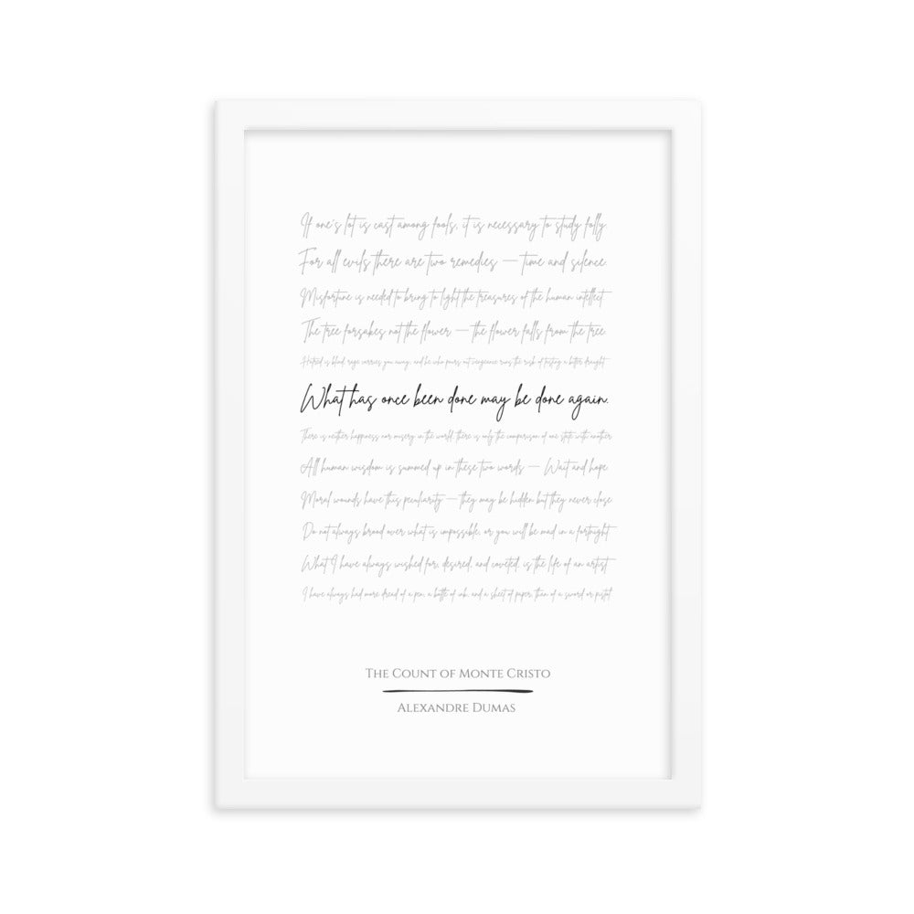 The Count of Monte Cristo Literary Quote Framed Poster