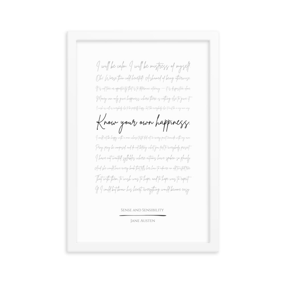 Sense and Sensibility Literary Quote Framed Poster