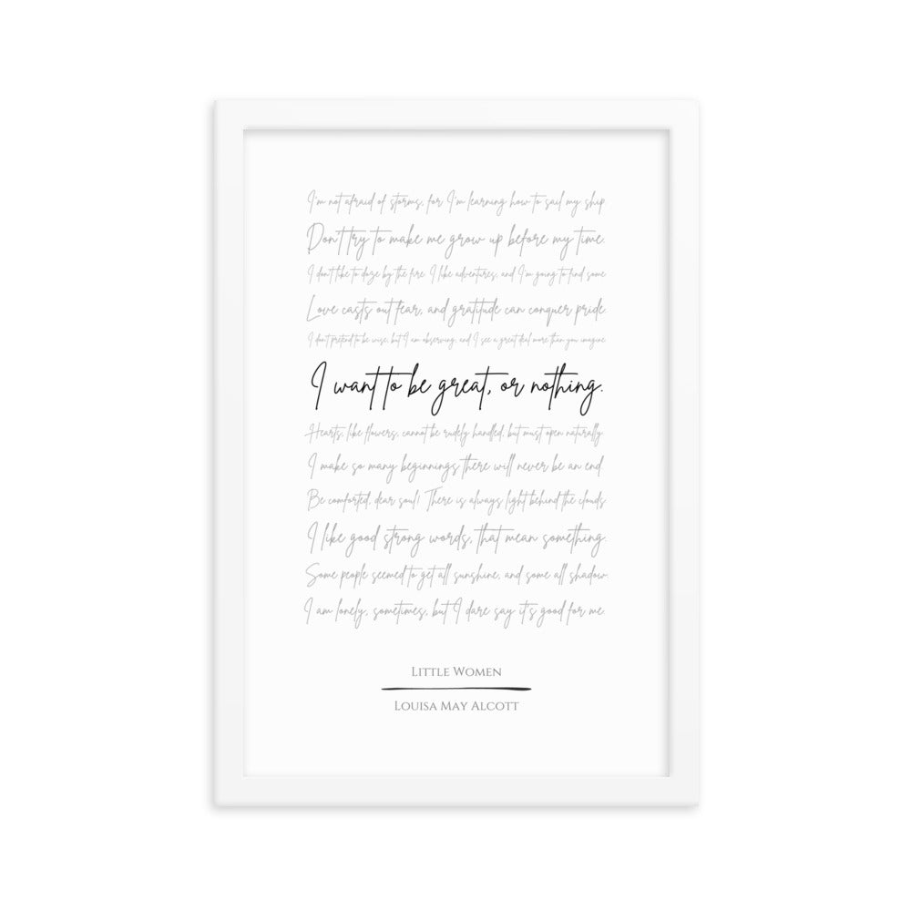 Little Women Literary Quote Framed Poster