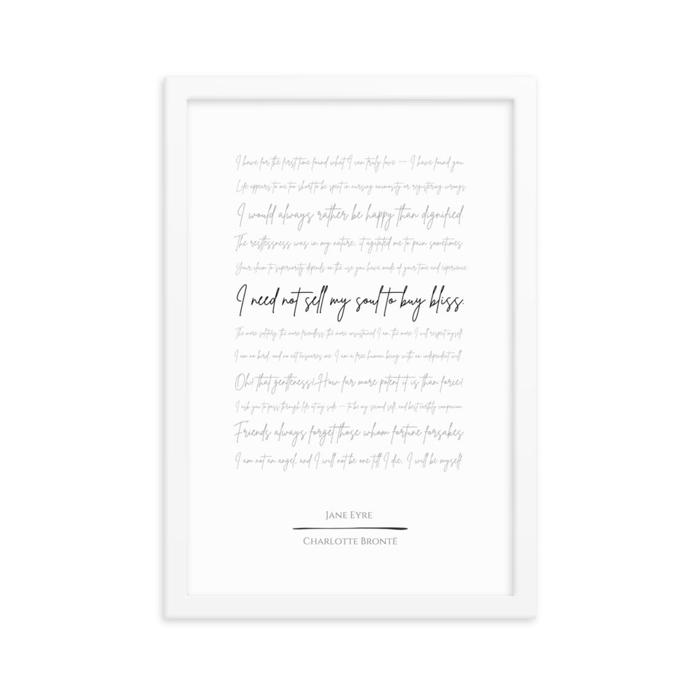 Jane Eyre Literary Quote Framed Poster