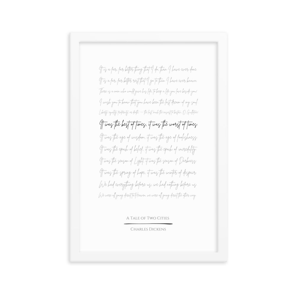 A Tale of Two Cities Literary Quote Framed Poster