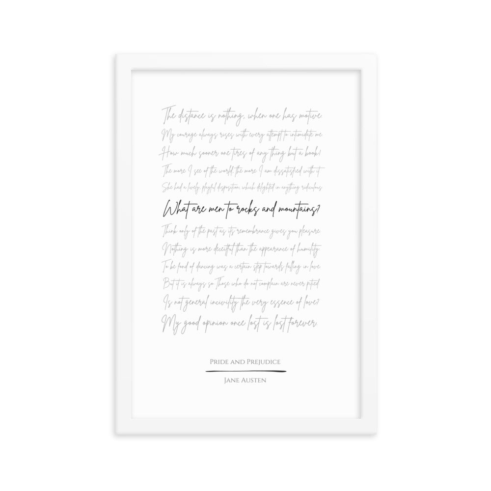 Pride and Prejudice Literary Quote Framed Poster