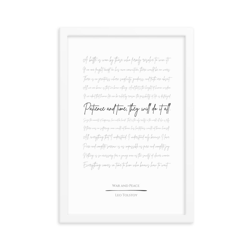 War and Peace Literary Quote Framed Poster