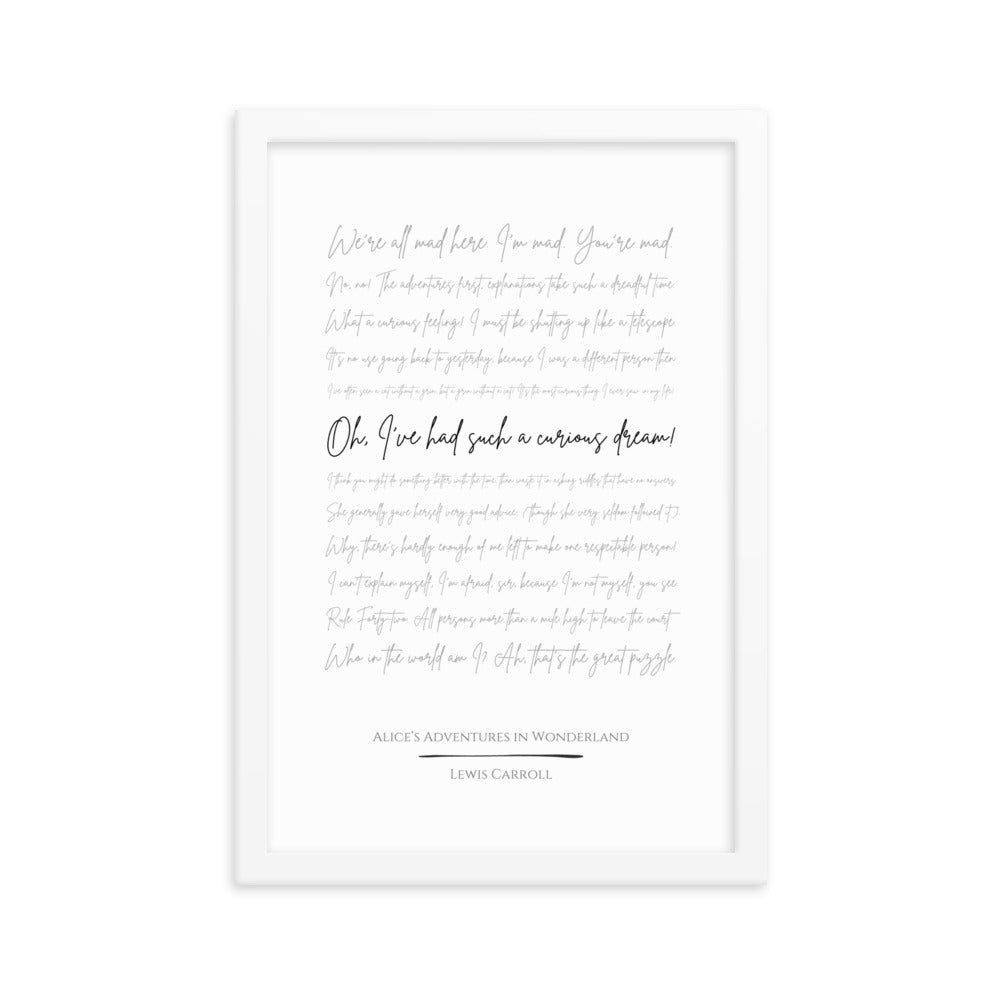 Alice in Wonderland Literary Quote Framed Poster