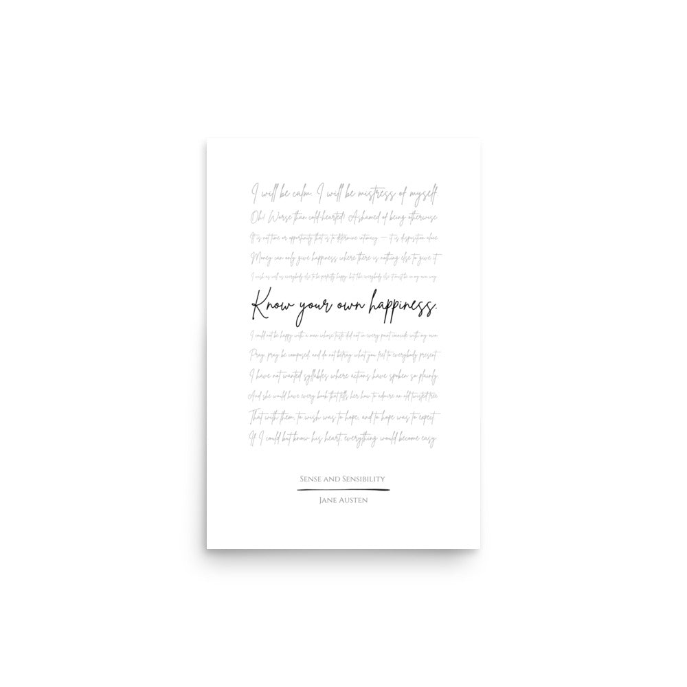 Sense and Sensibility Literary Quote Poster