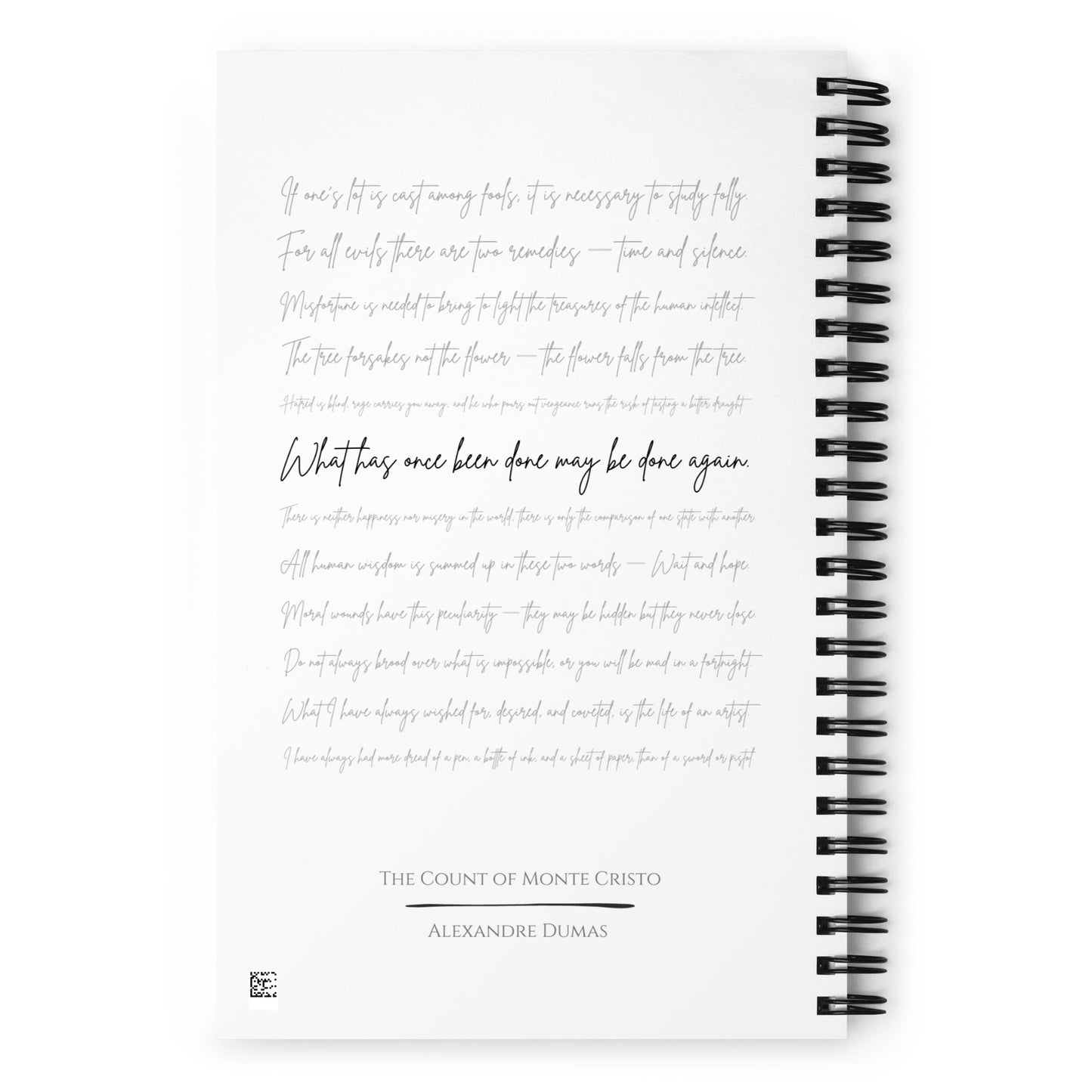 The Count of Monte Cristo Literary Quote Spiral Notebook