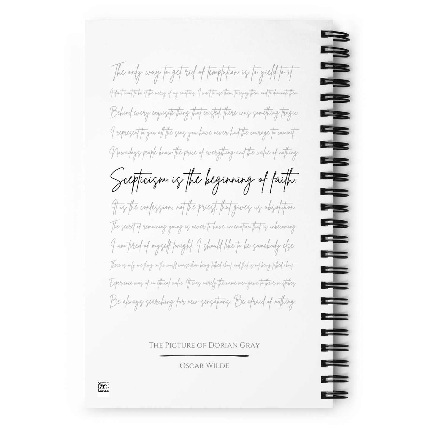 The Picture of Dorian Gray Literary Quote Spiral Notebook