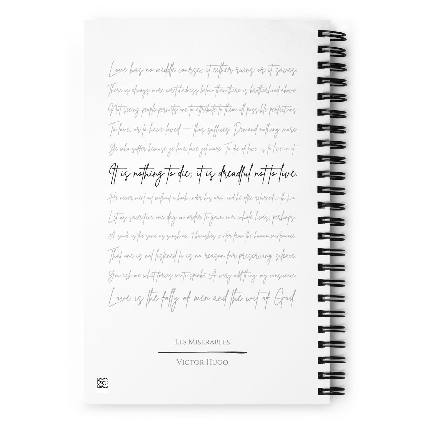 Les Misérables Literary Quote Spiral Notebook