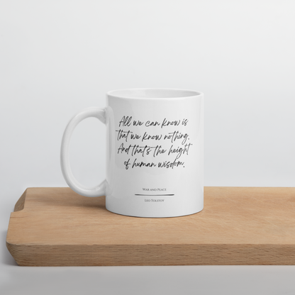 War and Peace "We Know Nothing" Literary Quote Mug