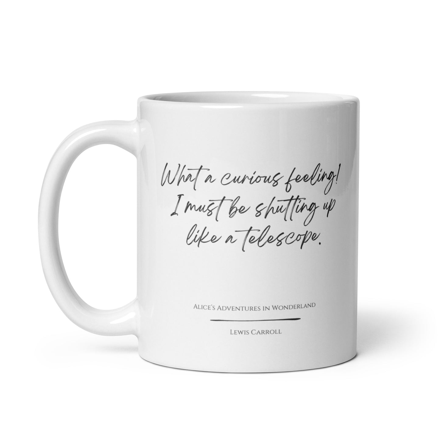 Alice in Wonderland "Like a Telescope" Literary Quote Mug