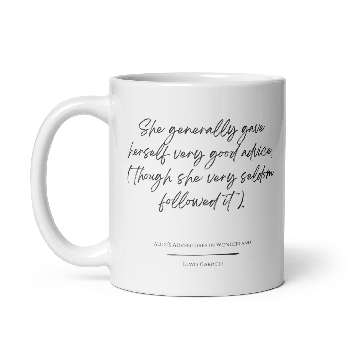 Alice in Wonderland "Very Good Advice" Literary Quote Mug