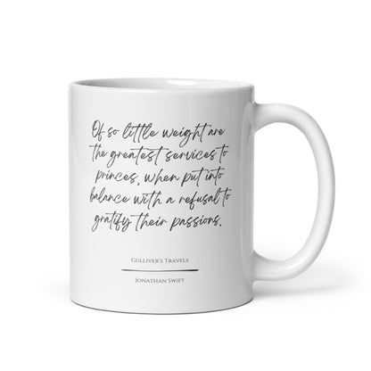 Gulliver's Travels "Services to Princes" Literary Quote Mug