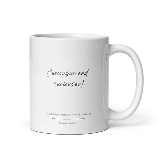 Alice in Wonderland "Curiouser and Curiouser" Literary Quote Mug