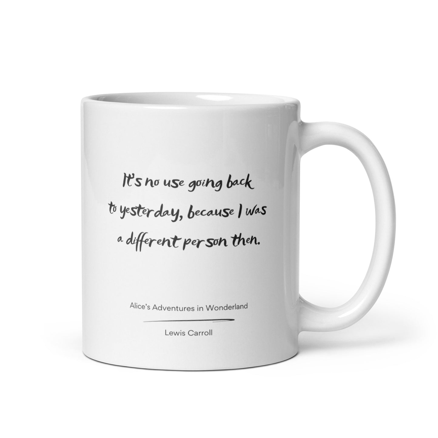 Alice in Wonderland "A Different Person" Literary Quote Mug