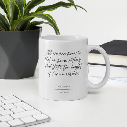 War and Peace "We Know Nothing" Literary Quote Mug