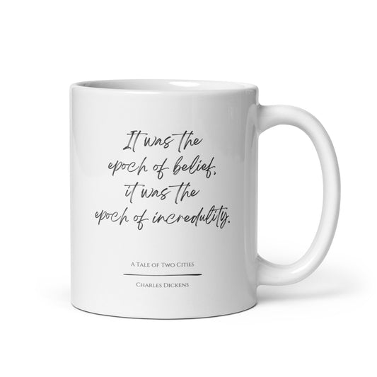 A Tale of Two Cities "Epoch of Belief" Literary Quote Mug