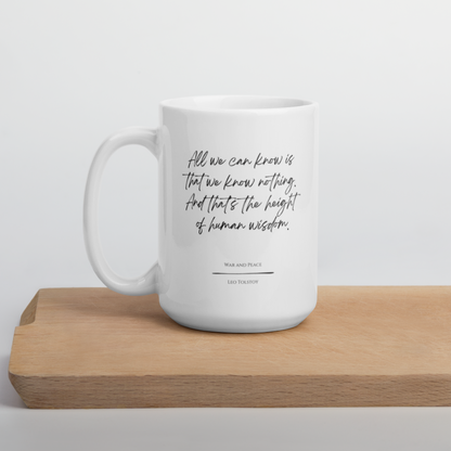 War and Peace "We Know Nothing" Literary Quote Mug