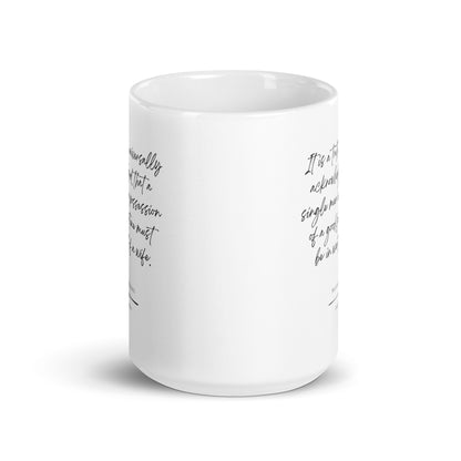 Pride and Prejudice "Universally Acknowledged" Literary Quote Mug