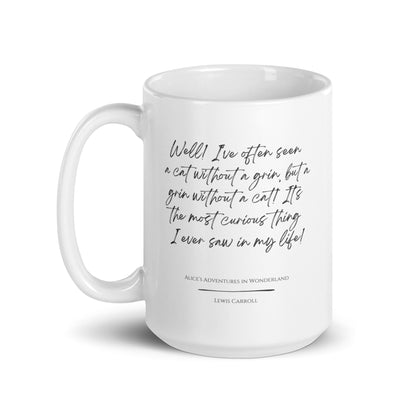 Alice in Wonderland "Grin Without a Cat" Literary Quote Mug