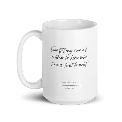 War and Peace "How to Wait" Literary Quote Mug