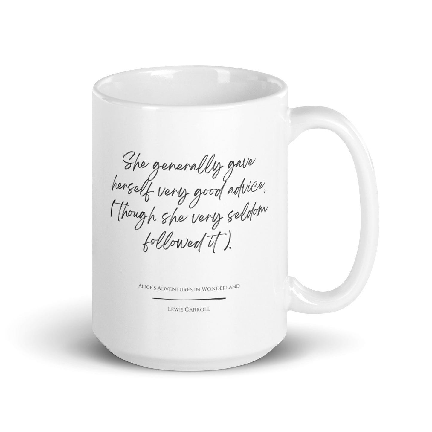 Alice in Wonderland "Very Good Advice" Literary Quote Mug